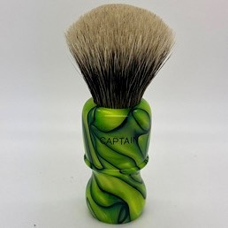 'Brush handle of the Month' Captain 2 Natural Manchurian Badger Neon Green Swirl