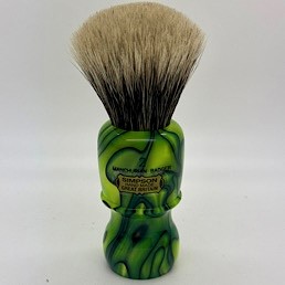 'Brush handle of the Month' Captain 2 Natural Manchurian Badger Neon Green Swirl