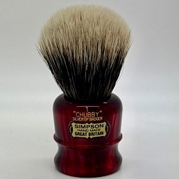 'Brush Handle of the Month' Chubby 1 2 Band Silvertip Badger Faux Ruby