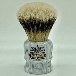 Limited Edition Chubby 1 Super (Silvertip) Badger Grey Italian Marble 
