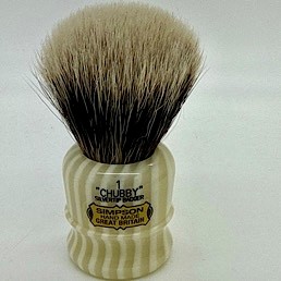 'Brush Handle of the Month' Chubby CH1 2 Band Silvertip Ivory Stripe