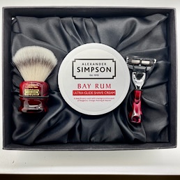 Limited Edition Luxury Shaving Gift Set Chubby CH1 Platinum Fibre Faux Ruby Bay Rum