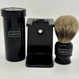 Brush of the Month Alexander Simpson, Pure Badger Travel Shaving Brush Bundle 