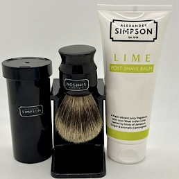 Brush of the Month Alexander Simpson, Pure Badger Travel Shaving Brush Bundle 